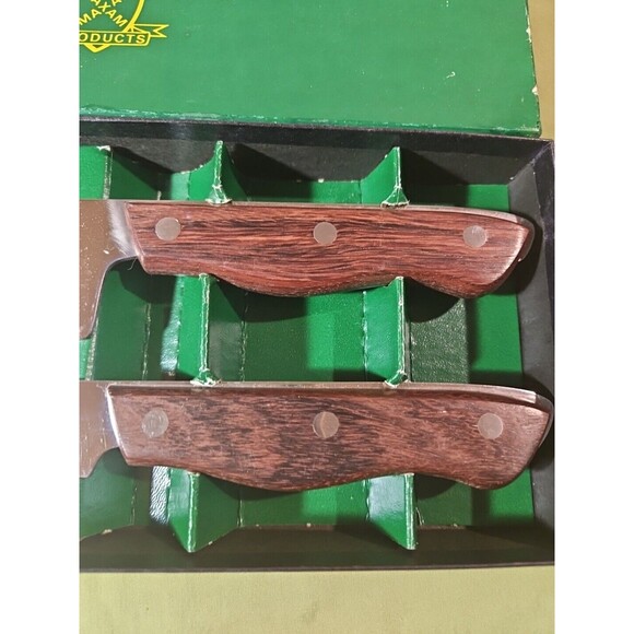 MAXAM Vintage Steel Kitchen Knife Set 2 Pc Carving Chef's Meat Wood Handle 8 &9” - Picture 3 of 4